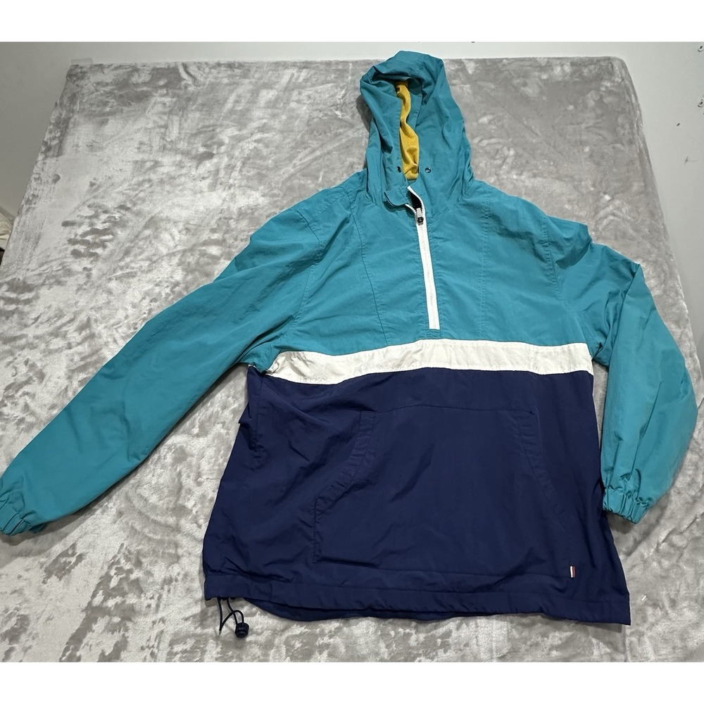 Cotton On Jacket Mens Size XL Blue Seafoam Windbreaker Hooded Outdoors Zip Up‎